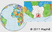 Political Location Map of Divo, highlighted country, within the entire country