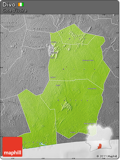 Physical Map of Divo, desaturated
