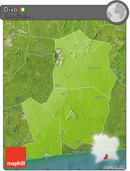 Physical Map of Divo, satellite outside