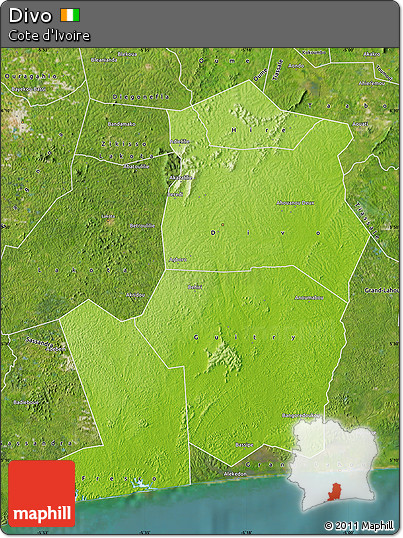 Physical Map of Divo, satellite outside