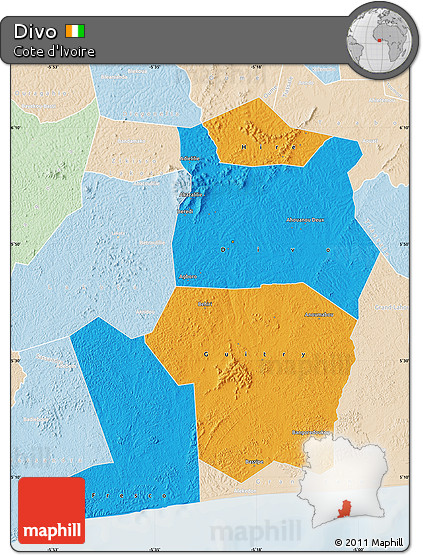Political Map of Divo, lighten