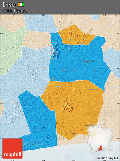 Political Map of Divo, lighten