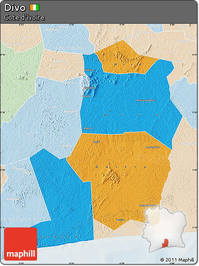 Political Map of Divo, lighten