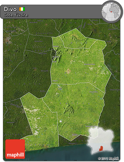 Satellite Map of Divo, darken