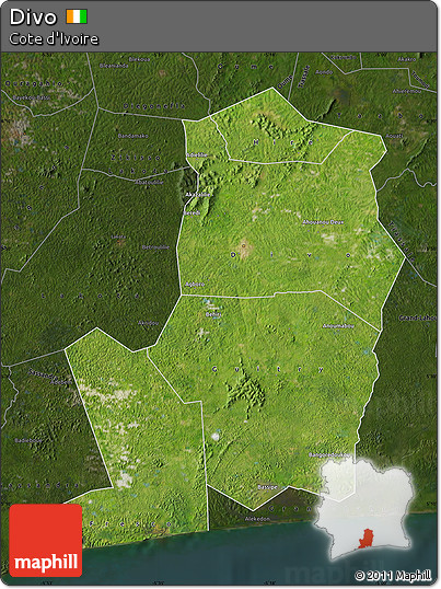 Satellite Map of Divo, darken