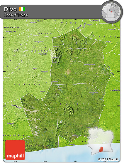 Satellite Map of Divo, physical outside