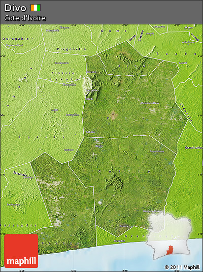 Satellite Map of Divo, physical outside