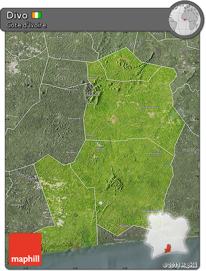 Satellite Map of Divo, semi-desaturated