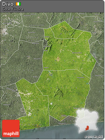Satellite Map of Divo, semi-desaturated