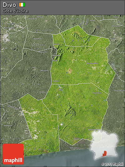 Satellite Map of Divo, semi-desaturated