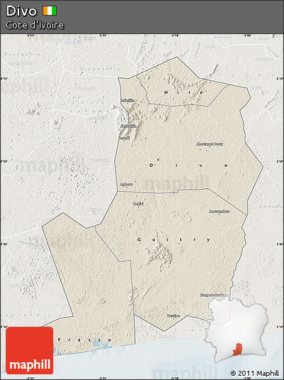 Shaded Relief Map of Divo, lighten