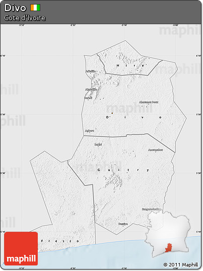 Silver Style Map of Divo, single color outside