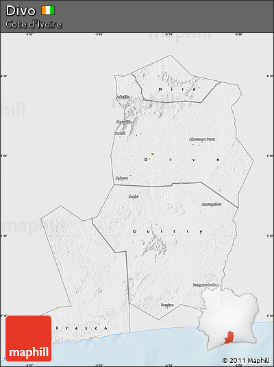 Silver Style Map of Divo, single color outside