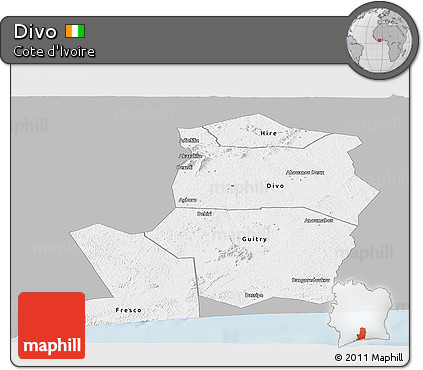 Gray Panoramic Map of Divo, single color outside