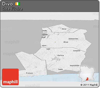 Gray Panoramic Map of Divo, single color outside