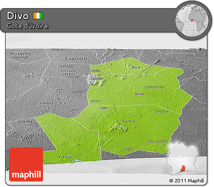 Physical Panoramic Map of Divo, desaturated
