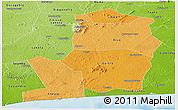 Political Shades Panoramic Map of Divo, physical outside
