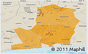 Political Shades Panoramic Map of Divo, shaded relief outside