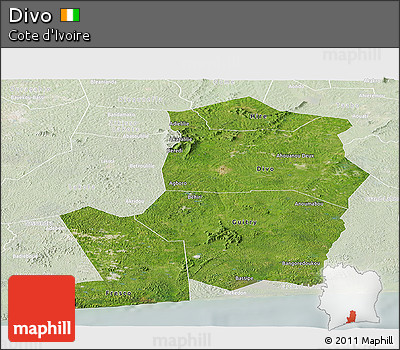 Satellite Panoramic Map of Divo, lighten