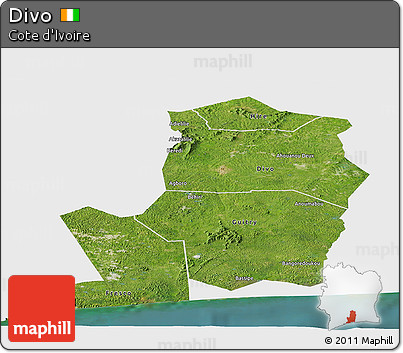 Satellite Panoramic Map of Divo, single color outside