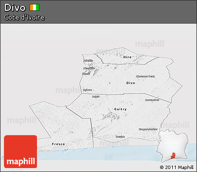 Silver Style Panoramic Map of Divo, single color outside