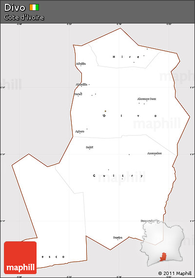 Classic Style Simple Map of Divo, cropped outside