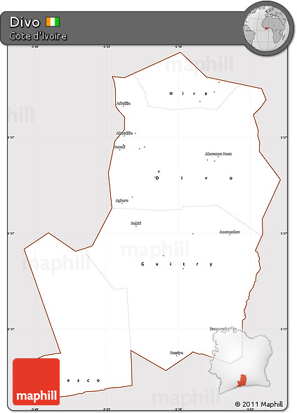 Classic Style Simple Map of Divo, cropped outside