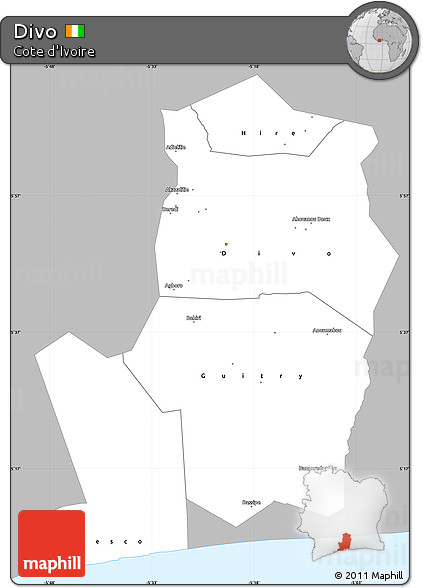 Gray Simple Map of Divo, single color outside