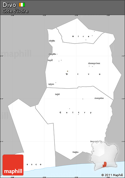 Gray Simple Map of Divo, single color outside