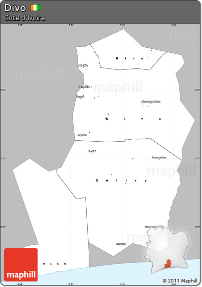 Gray Simple Map of Divo, single color outside
