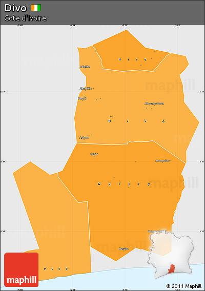 Political Shades Simple Map of Divo, single color outside