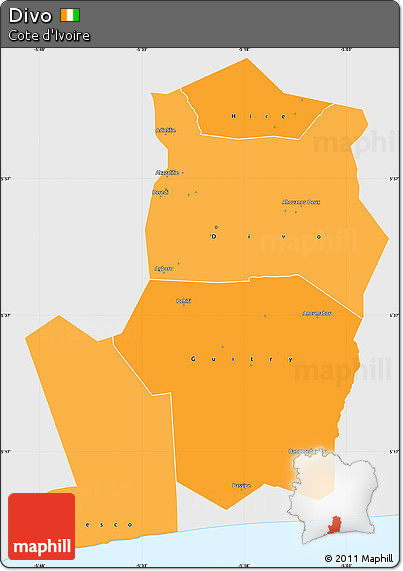 Political Shades Simple Map of Divo, single color outside