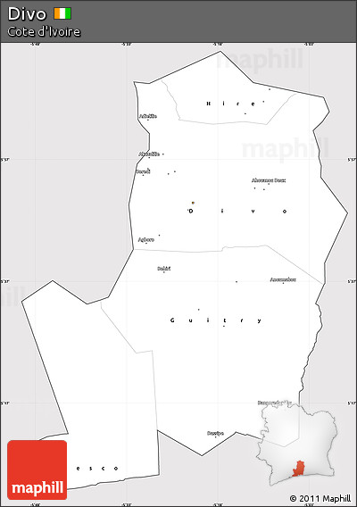 Silver Style Simple Map of Divo, cropped outside