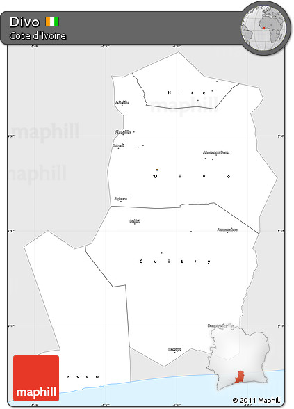 Silver Style Simple Map of Divo, single color outside