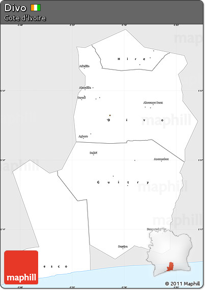 Silver Style Simple Map of Divo, single color outside