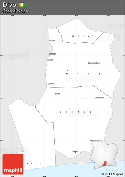 Silver Style Simple Map of Divo, single color outside