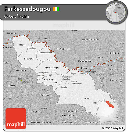 Gray 3D Map of Ferkessedougou
