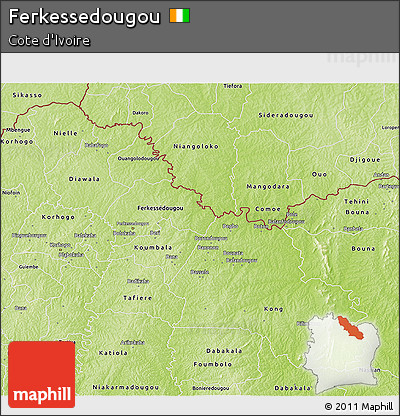 Physical 3D Map of Ferkessedougou