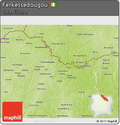 Physical 3D Map of Ferkessedougou
