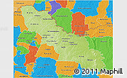 Physical 3D Map of Ferkessedougou, political outside