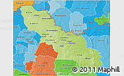 Physical 3D Map of Ferkessedougou, political shades outside