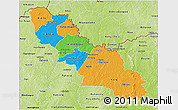 Political 3D Map of Ferkessedougou, physical outside