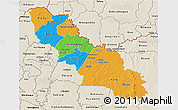 Political 3D Map of Ferkessedougou, shaded relief outside