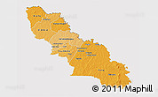Political Shades 3D Map of Ferkessedougou, cropped outside