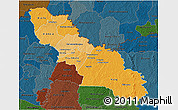 Political Shades 3D Map of Ferkessedougou, darken