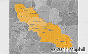 Political Shades 3D Map of Ferkessedougou, desaturated