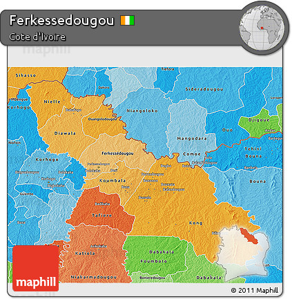 Political Shades 3D Map of Ferkessedougou