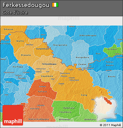 Political Shades 3D Map of Ferkessedougou