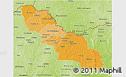 Political Shades 3D Map of Ferkessedougou, physical outside