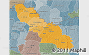Political Shades 3D Map of Ferkessedougou, semi-desaturated